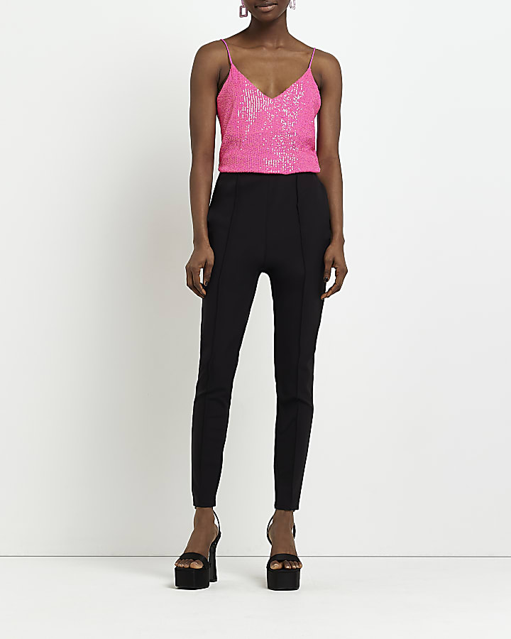 Pink sequin cami top