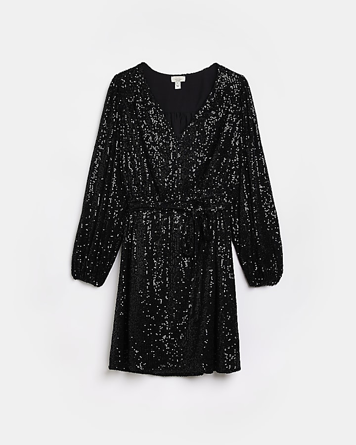 Maternity black sequin mini dress