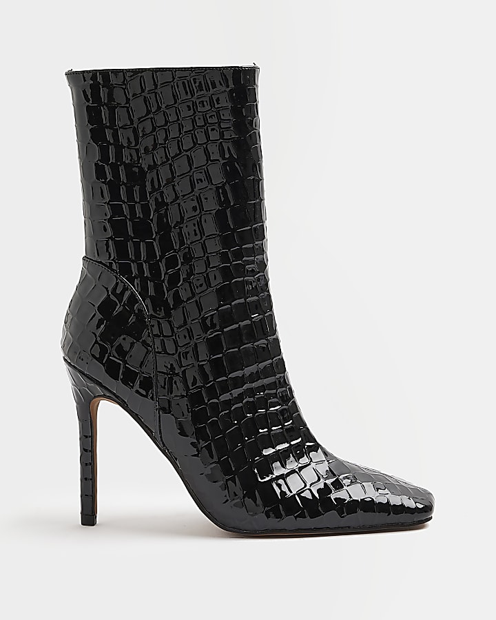 Black crocodile print boots hotsell