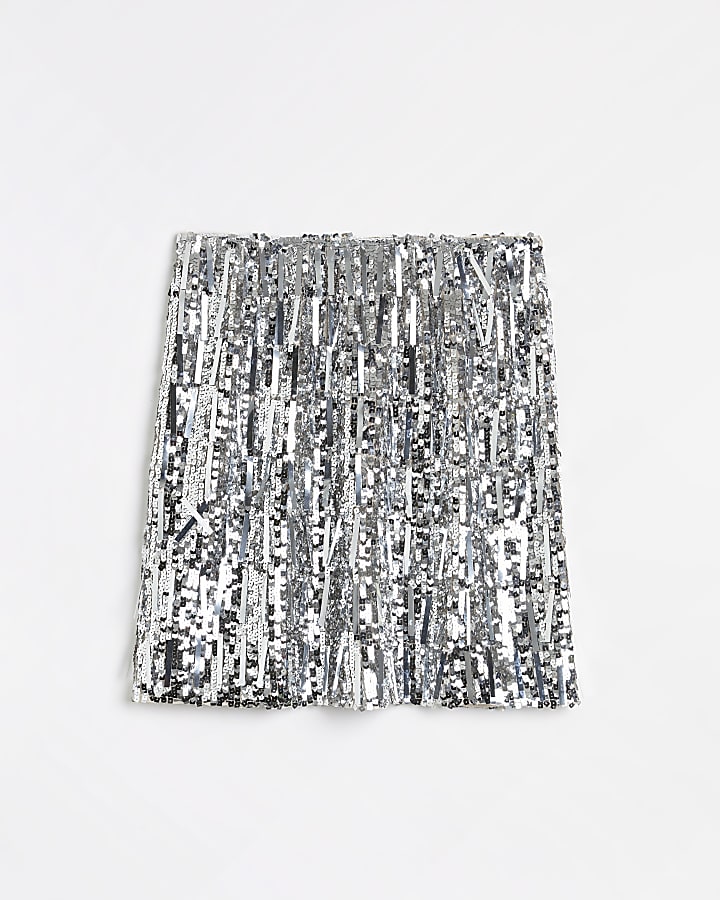 Plus silver sequin mini skirt