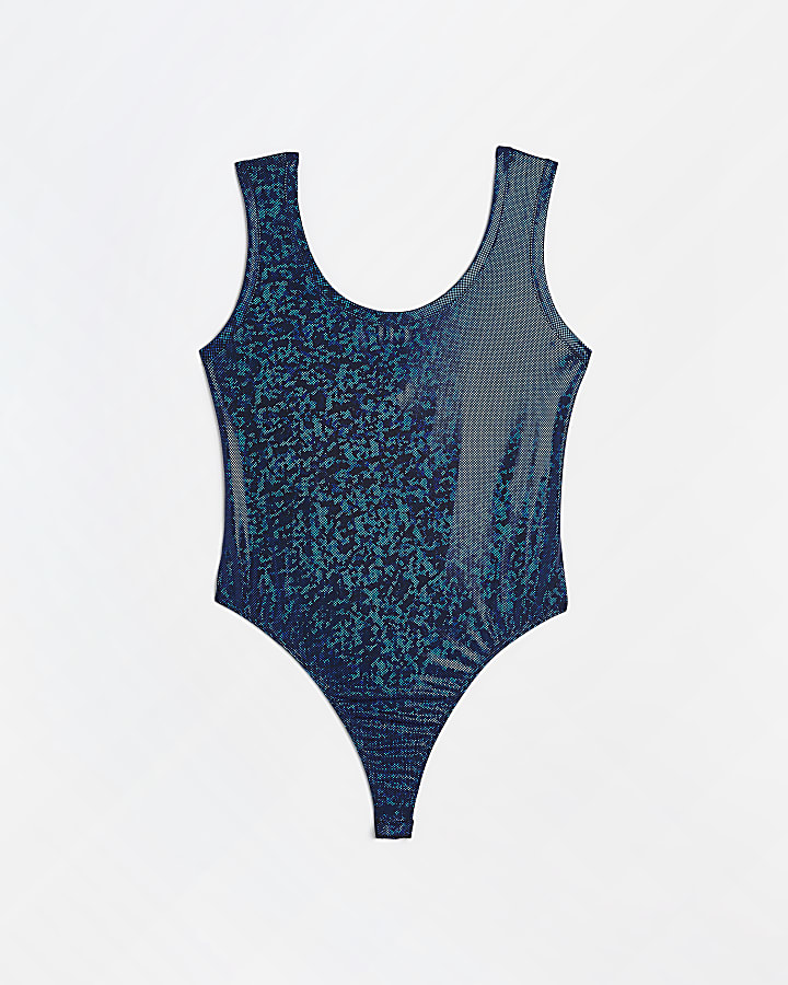 Navy holographic bodysuit