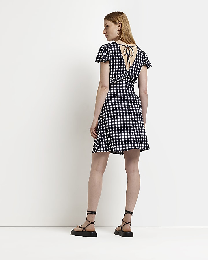Maternity black frill mini dress