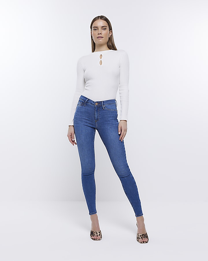 Blue Molly mid rise bum sculpt skinny jeans