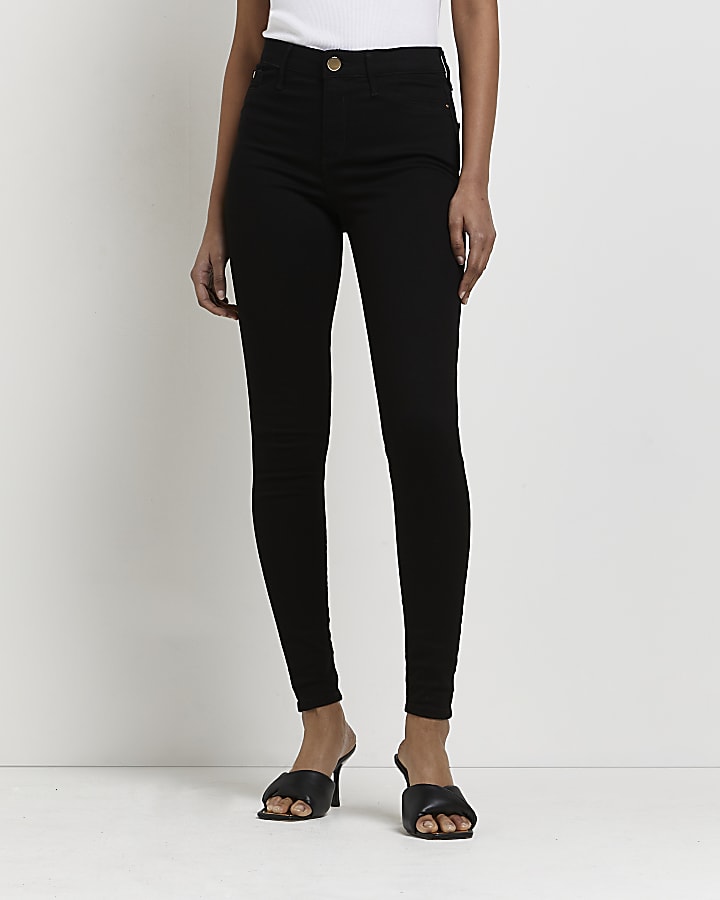 Black Molly Mid Rise Black Skinny Jeans