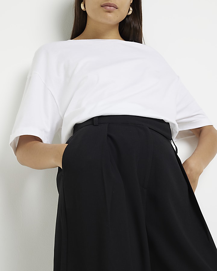 Black wide leg trousers