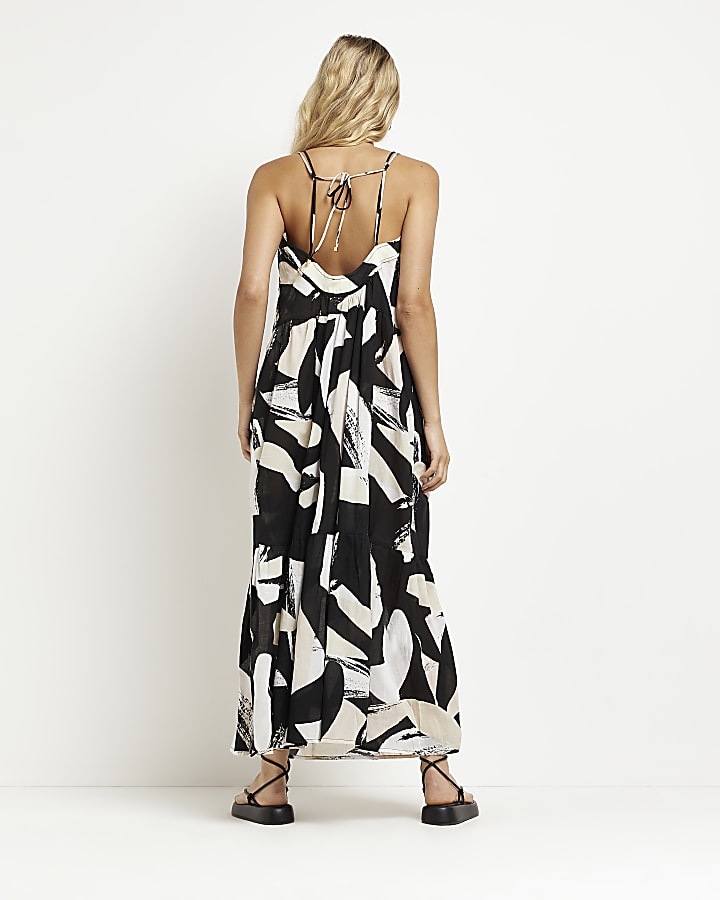 Cream printed beach maxi dress