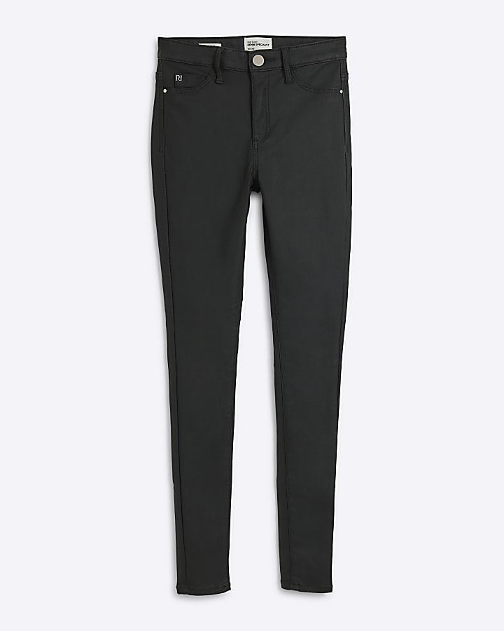 Black Molly coated mid rise skinny jeans