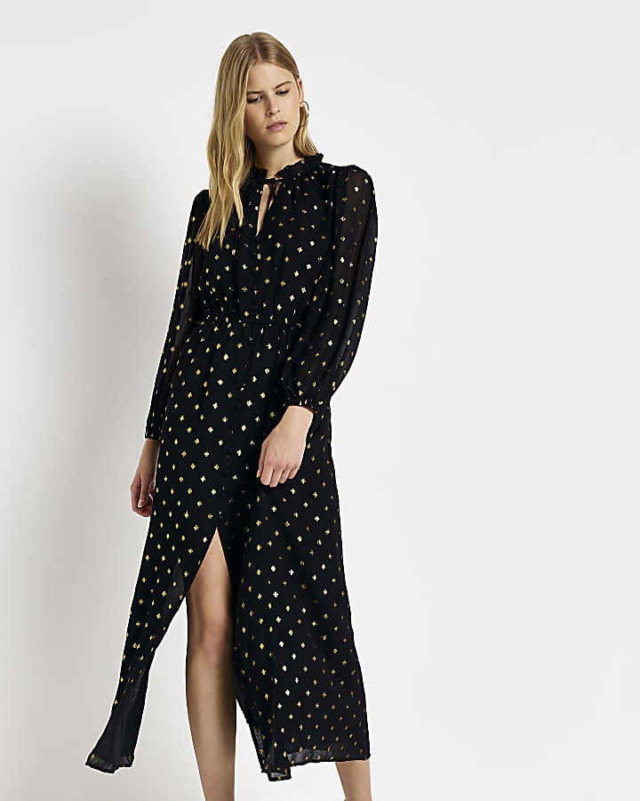 Chiffon midi shirt dress on sale