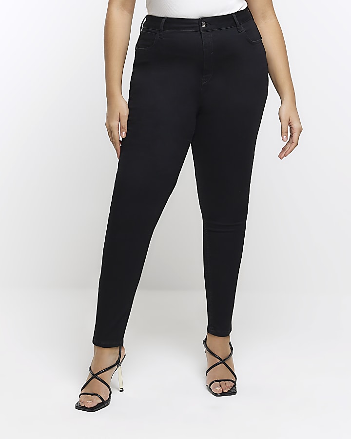 Plus black high waist bum sculpt skinny jeans