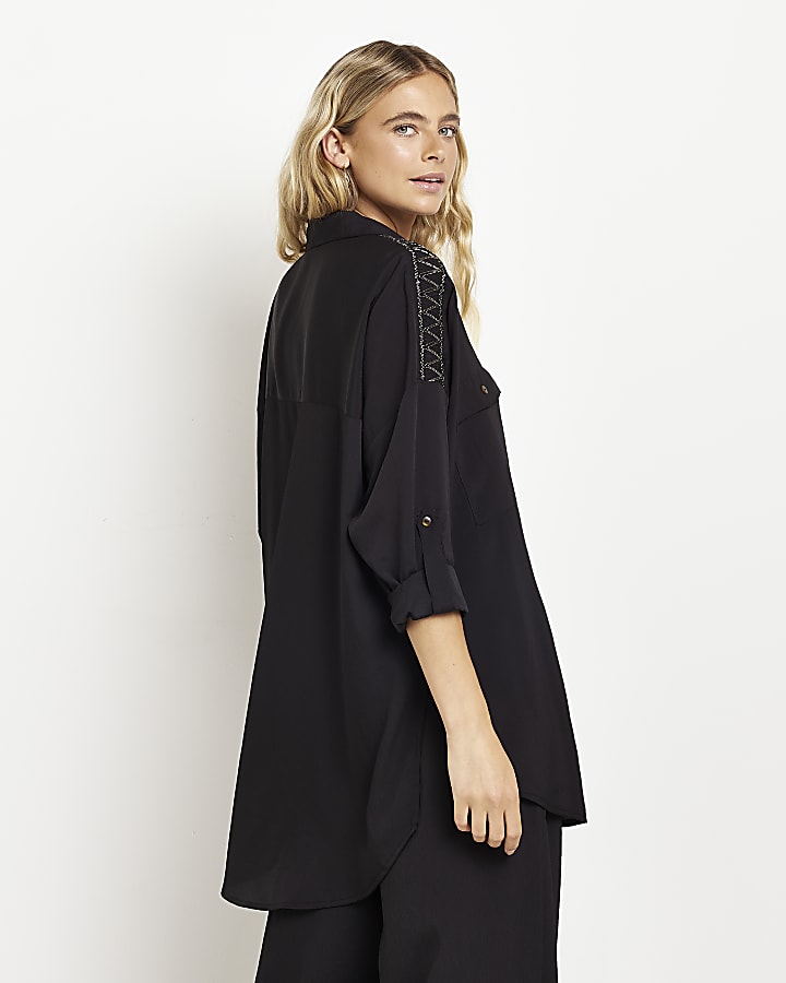 Black oversized beach shirt