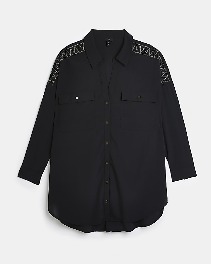 Black oversized beach shirt