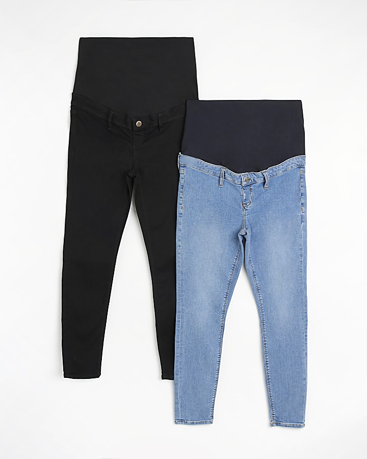 Black maternity skinny jeans multipack