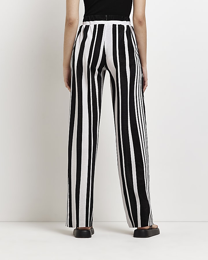 Black striped wide leg trousers