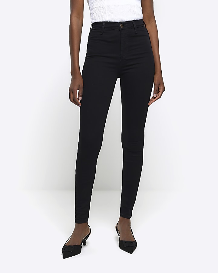 Black high waisted super skinny jeans