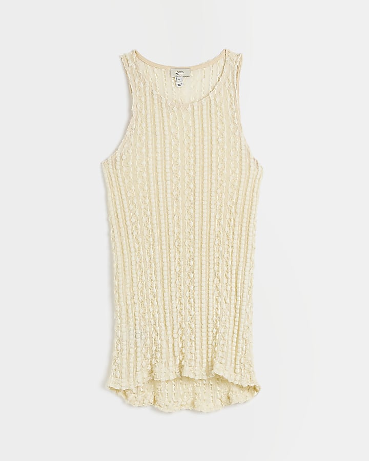 Maternity cream textured lace tank top