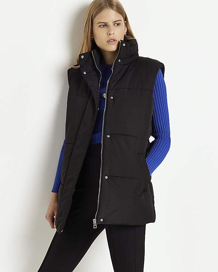 Black high neck gilet River Island