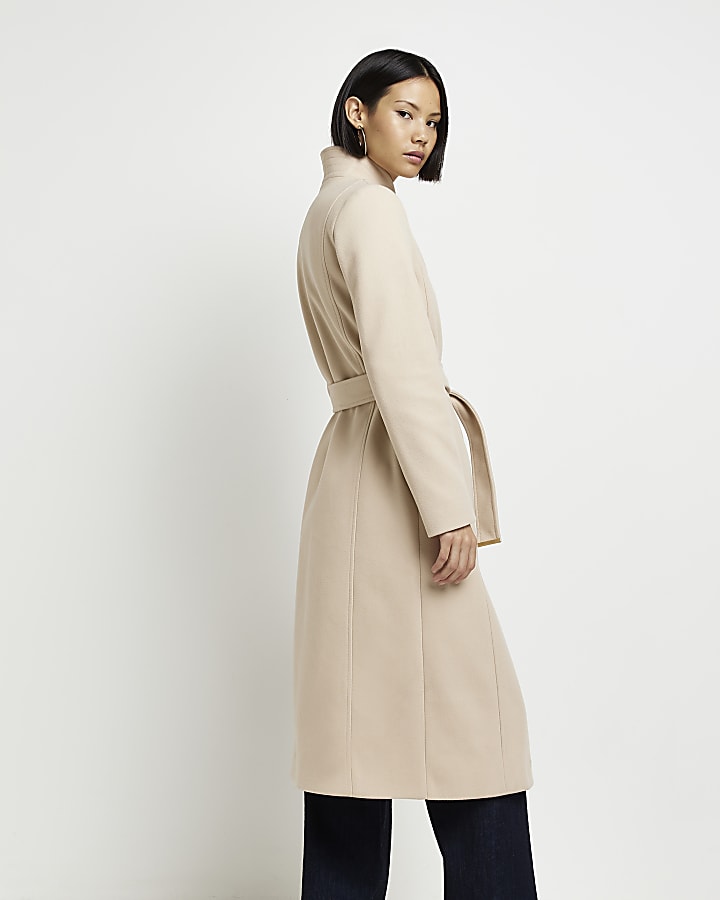 Brown belted longline coat