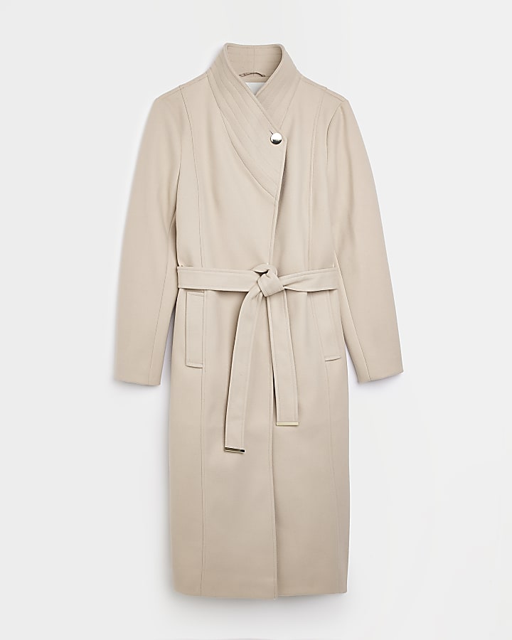 Brown belted longline coat