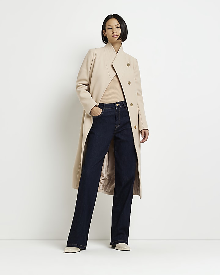 Brown belted longline coat