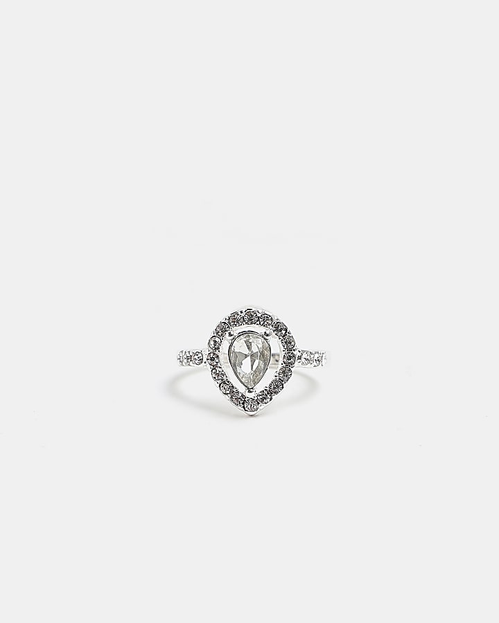 Silver diamante ring