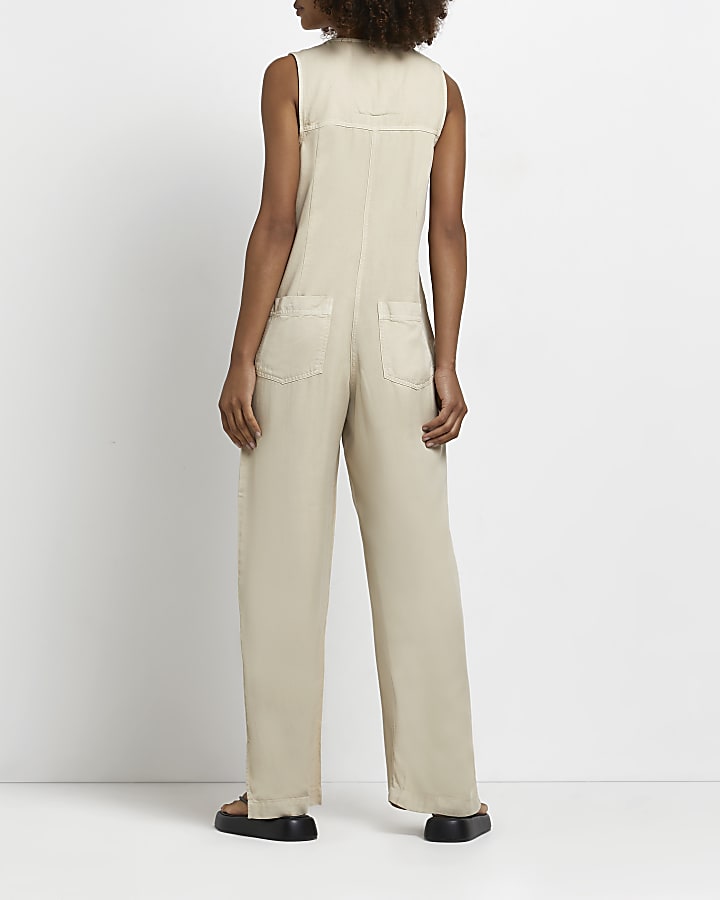 Ecru twill jumpsuit