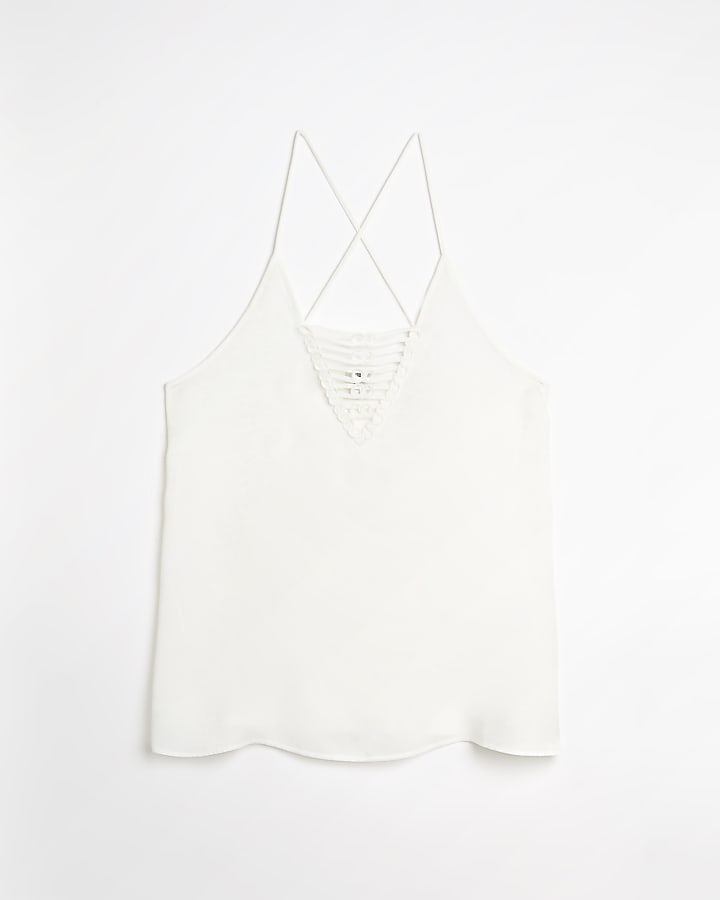 White cut out cami top
