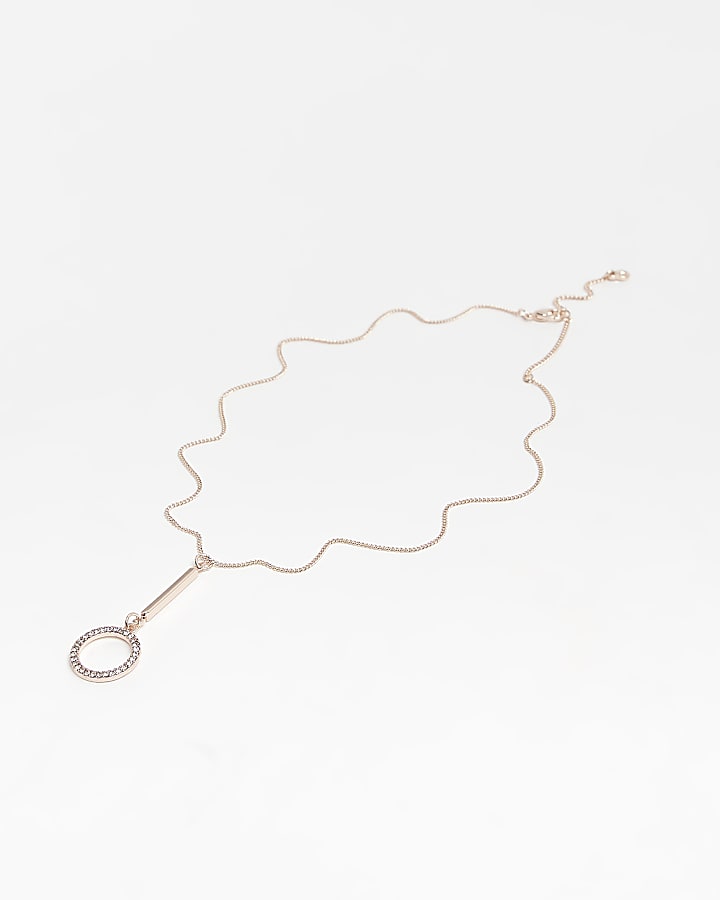 Rose gold diamante pendant necklace