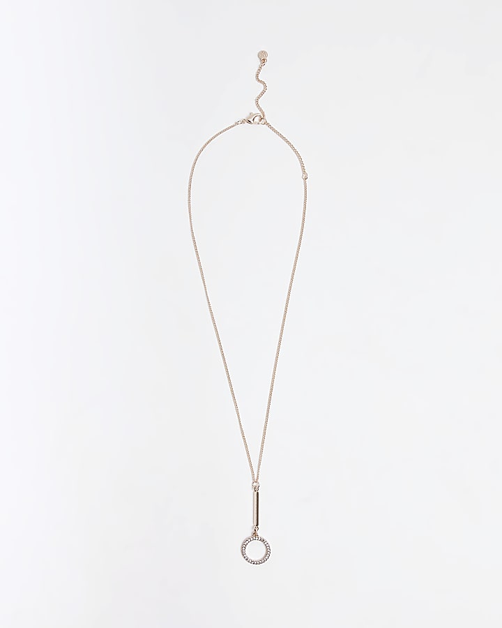Rose gold diamante pendant necklace
