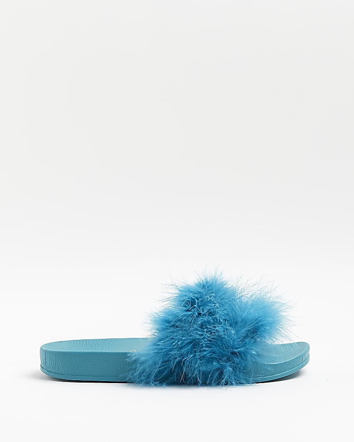 Fluffy sliders river island store