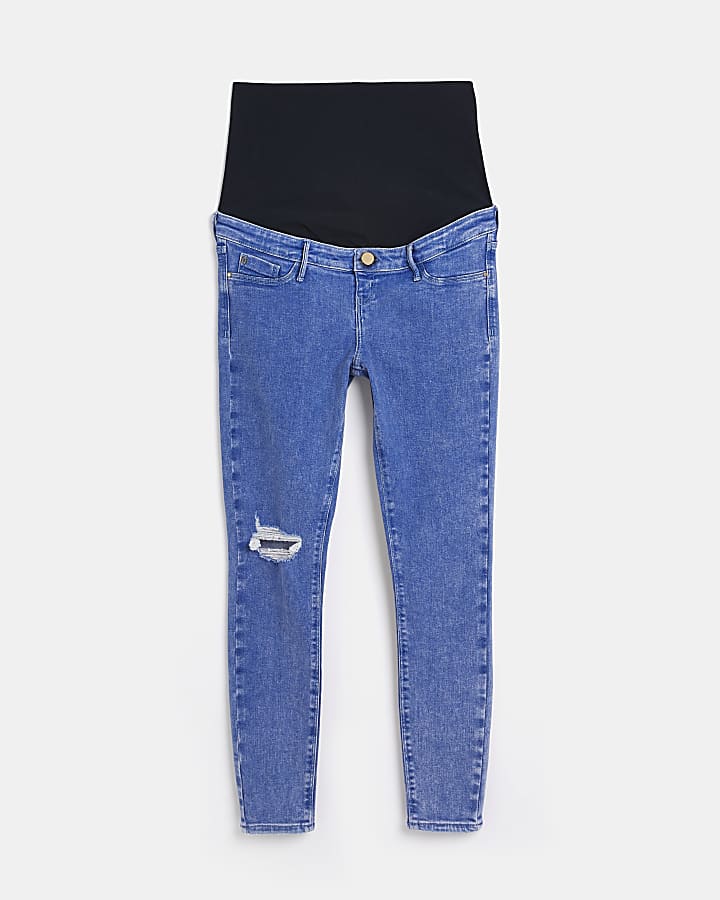 Blue Molly ripped maternity skinny jeans