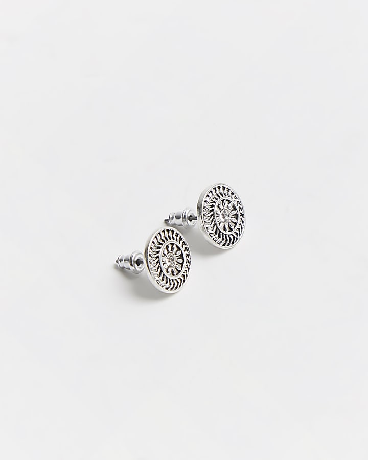 Silver stone stud earrings