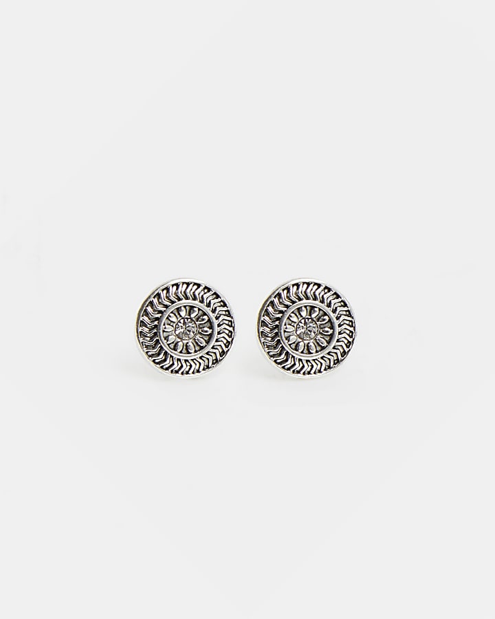 Silver stone stud earrings