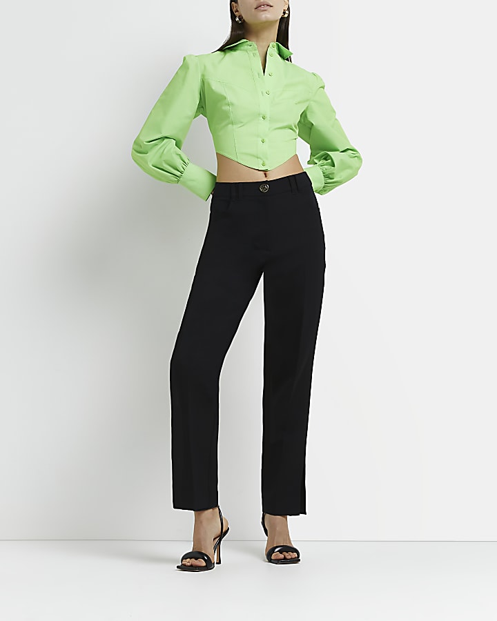 Petite Black Split Side Trousers