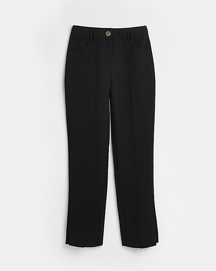 Petite Black Split Side Trousers