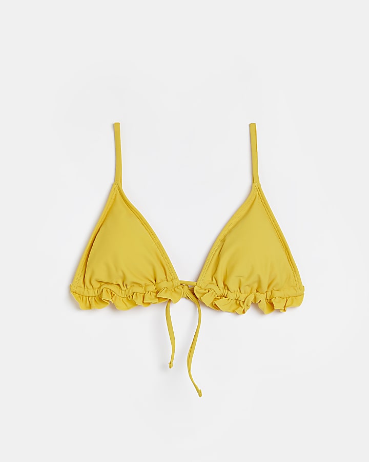 Orange frill triangle bikini top
