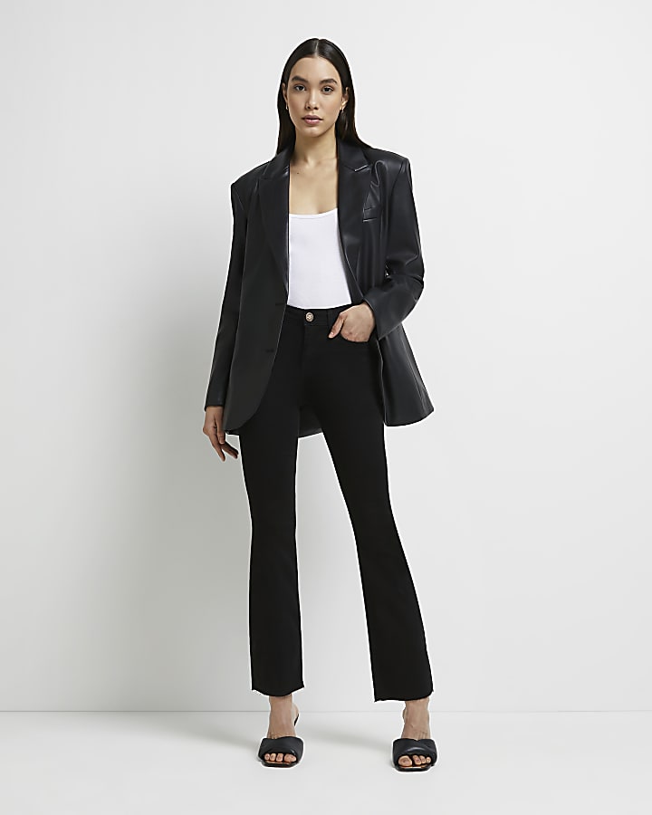 Black cropped flare jeans discount