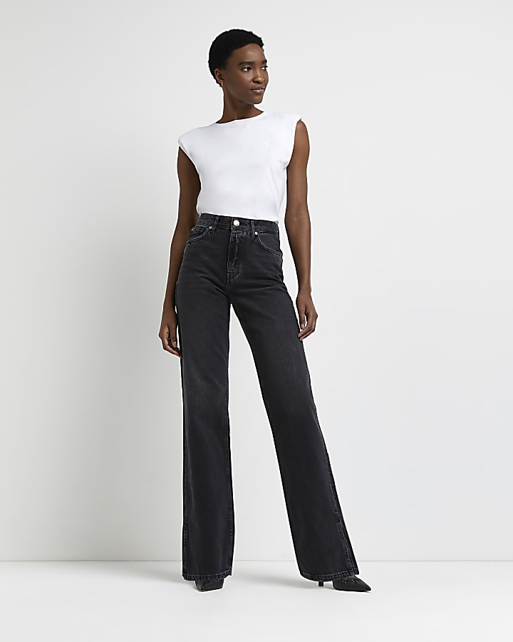 Black wide leg jeans best sale