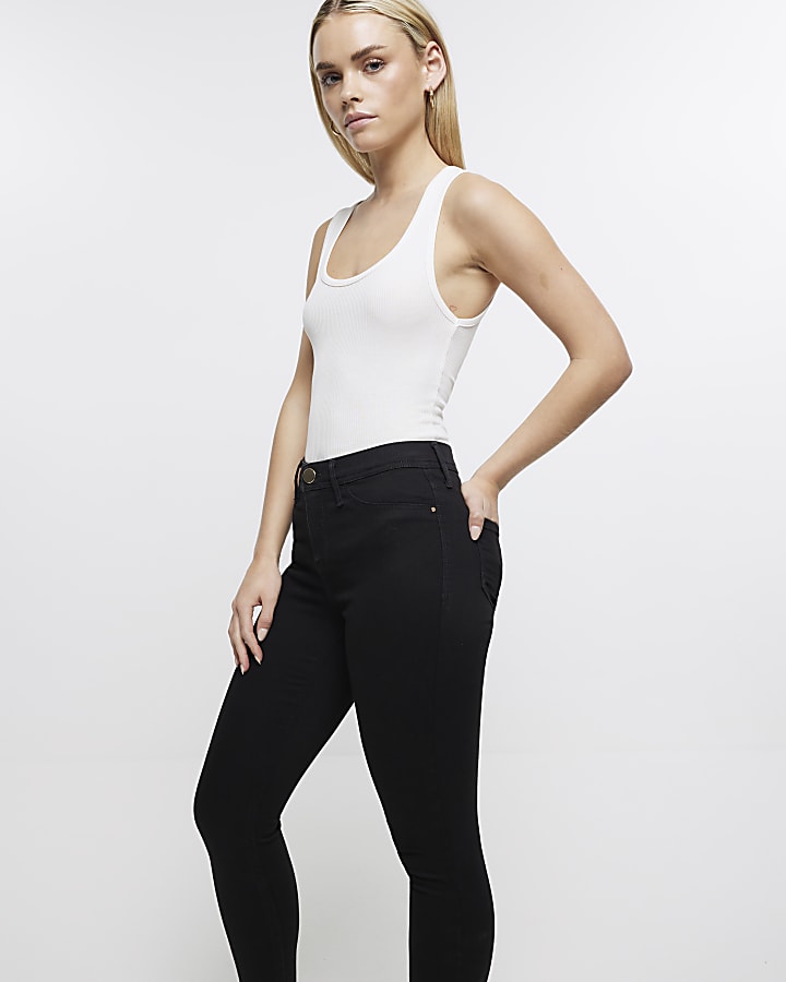 Petite Black Molly Mid Rise Black Jeans