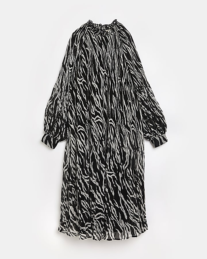 Black printed maternity midi dress