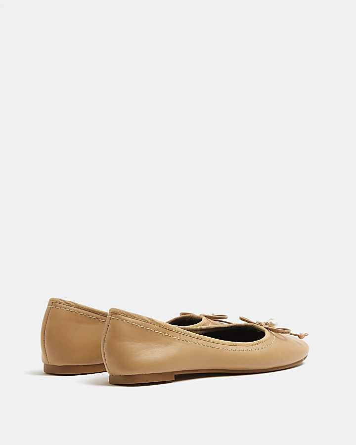 Beige wide fit ballet shoes