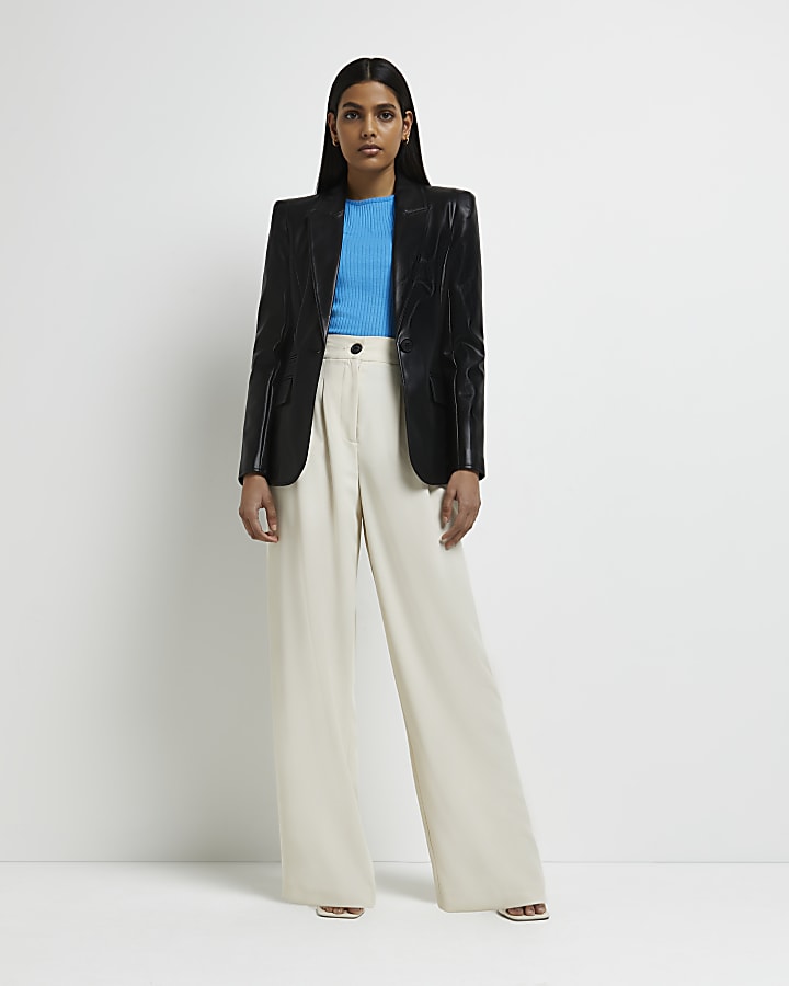 Black faux leather blazer