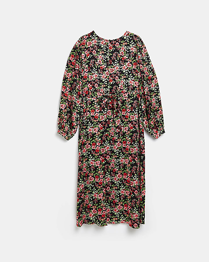 Black floral maternity midi dress