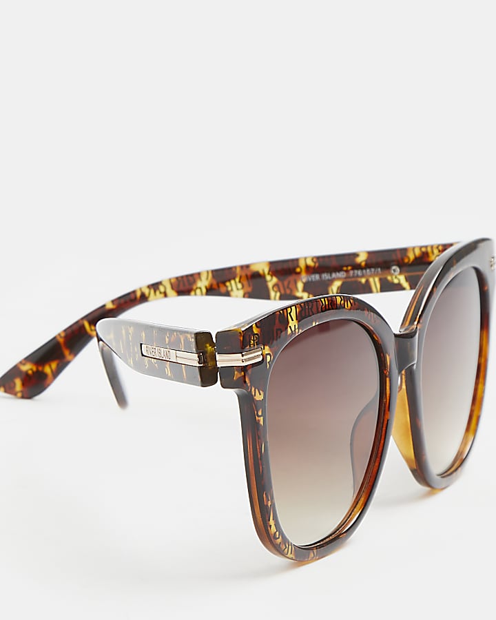 Brown RI monogram print oversized sunglasses