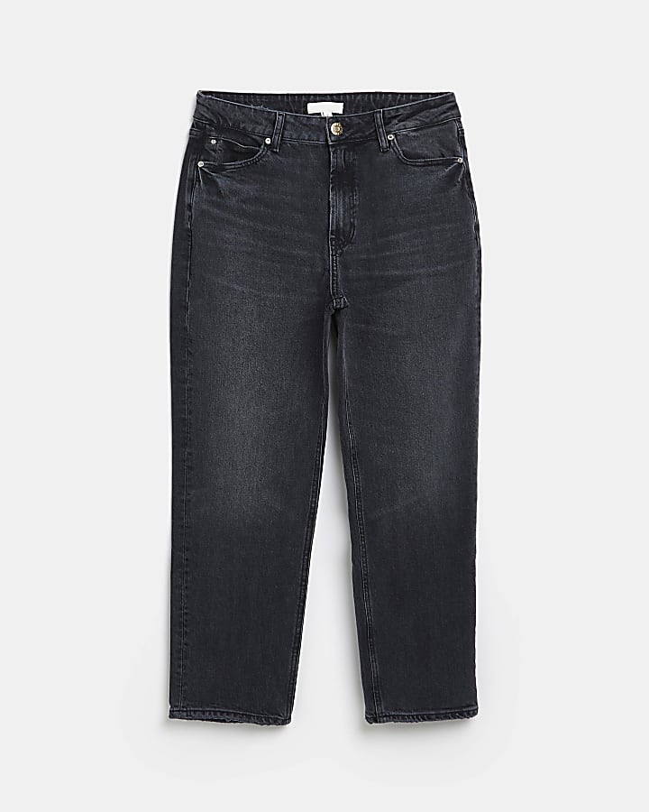 Black high waisted straight leg jeans