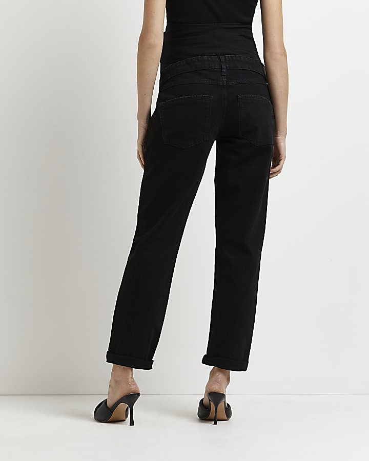 Black mid rise maternity mom jeans