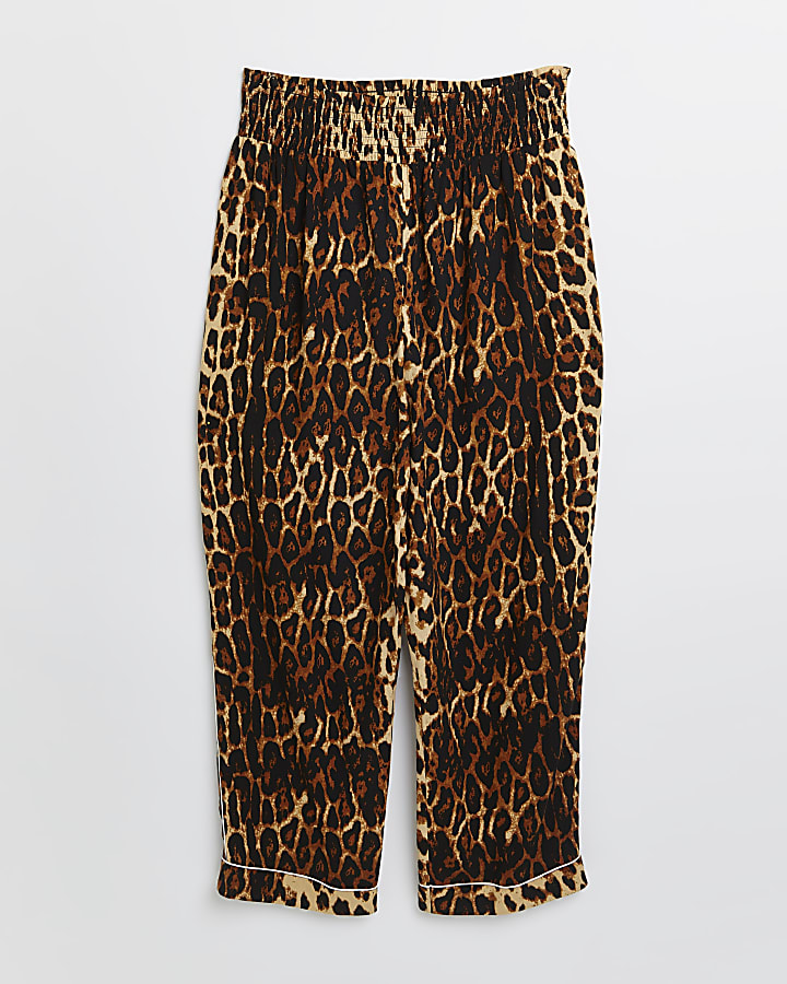 Brown leopard print maternity pyjama trousers