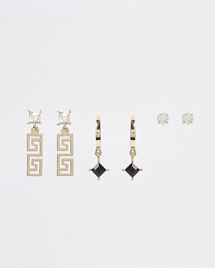 Gold crystal earrings multipack