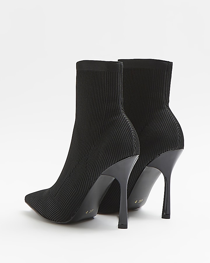 Black heeled sock boots