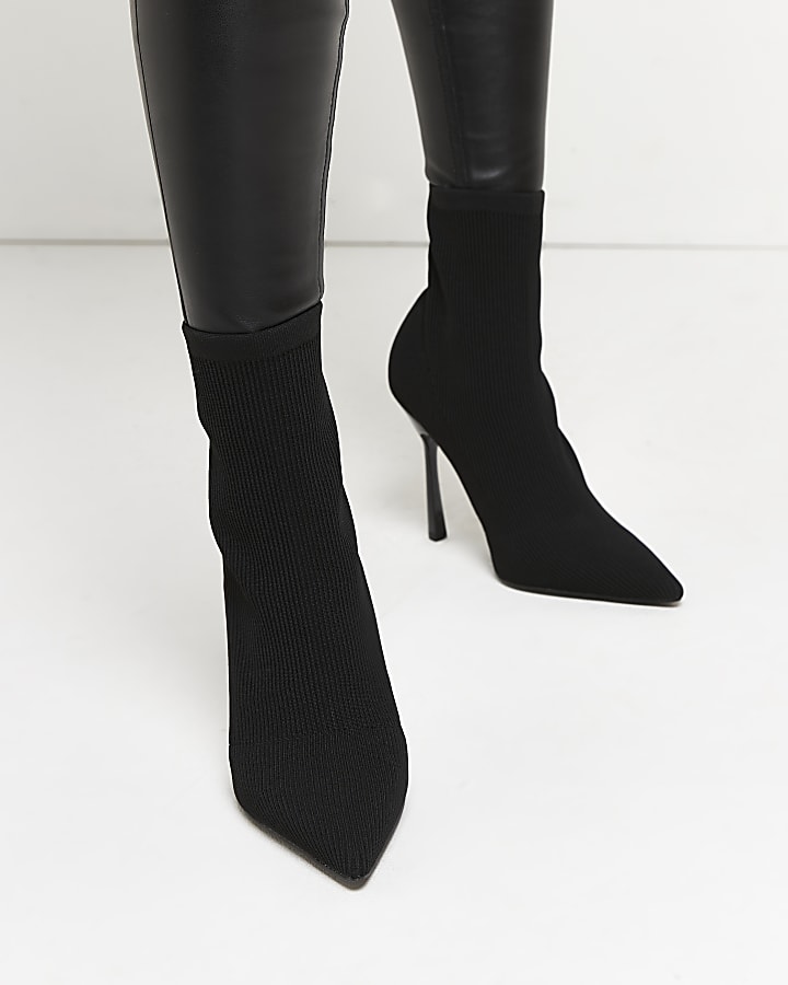 Black heeled sock boots