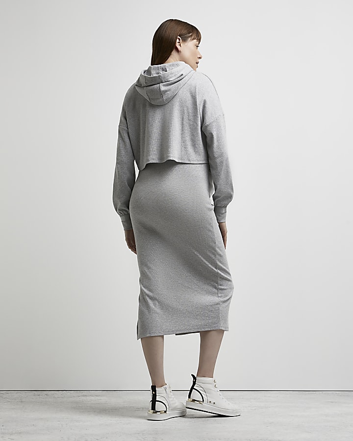 Grey maternity dress and jumper set